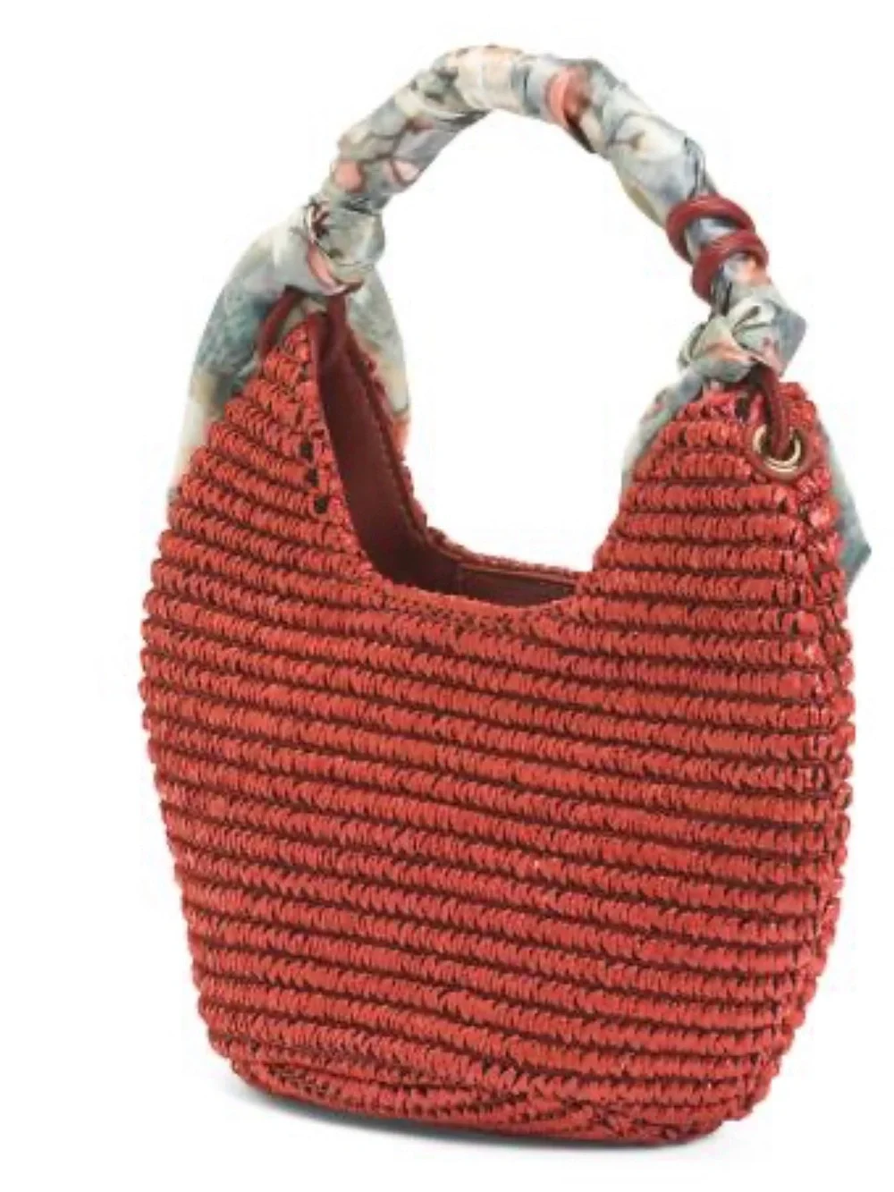 Rachel Zoe Rust Woven Hobo with Printed Scarf Handle